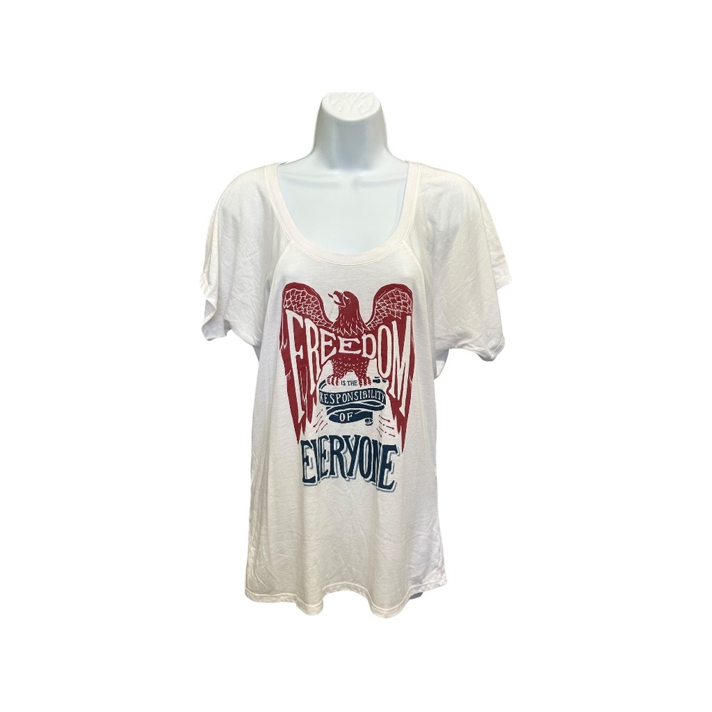Sevenly White Freedom Responsibility Eagle Graphic Tee Top Size S